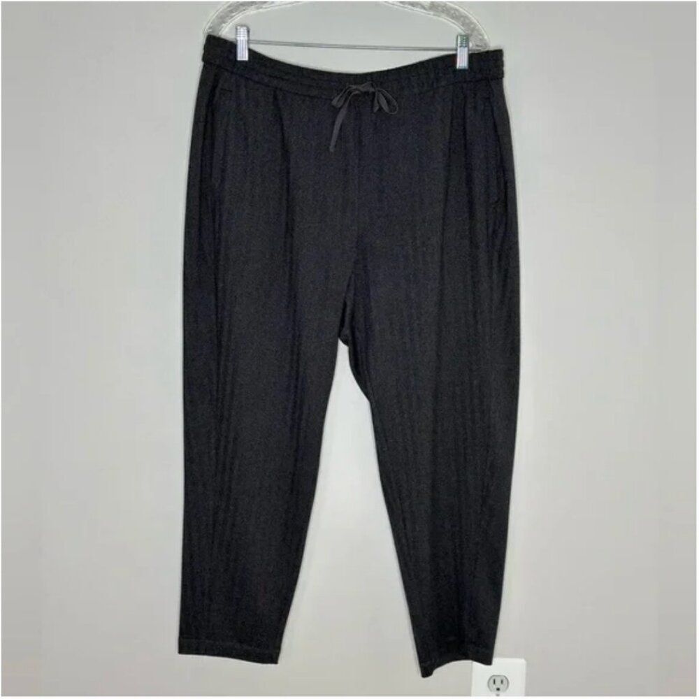 Eileen Fisher Pull-On Stretch Herringbone Elastic Waist Drawstring Pants Size L